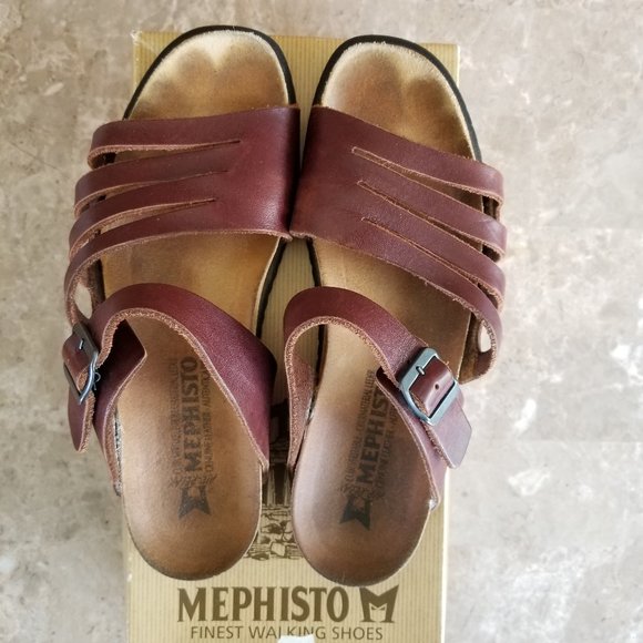 Mephisto Shoes - Mephisto Women's Size EU 40 or US 10 Chesnut Color Leather Slide Sandals